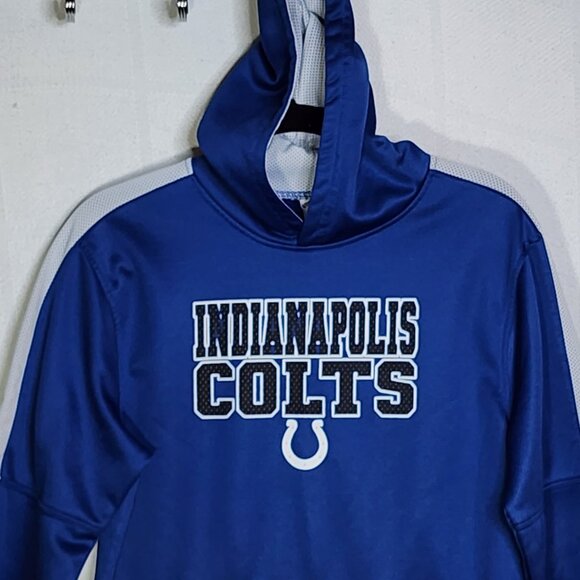 NFL Team Apparel Youth Indianapolis Colts Blue Poly Pull Over Hoodie Size XXL 18 - Picture 2 of 16